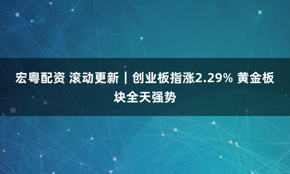 宏粤配资 滚动更新｜创业板指涨2.29% 黄金板块全天强势